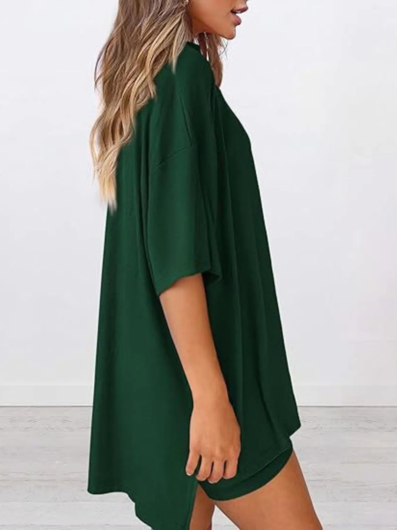 Full Size Oversized Round Neck Top and Shorts Set Plus Size - LoveNest Treasures