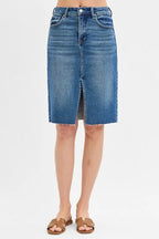 RISEN Full Size High Rise Front Slit Pencil Skirts Plus Size - LoveNest Treasures