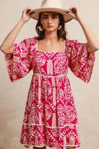 BiBi Aztec Woven Printed Contrast Binding Dress - LoveNest Treasures