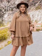 Plus Size Dot Flounce Sleeve Mini Dress - LoveNest Treasures