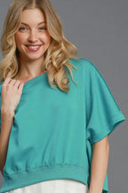 Umgee Full Size Lightweight Cropped Sweatshirt Plus Size - LoveNest Treasures