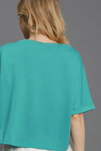 Umgee Full Size Lightweight Cropped Sweatshirt Plus Size - LoveNest Treasures