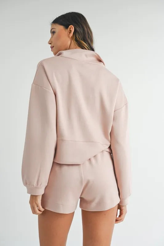 MABLE Half Zip Sweatshirt and Shorts Set - LoveNest Treasures