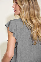 Basic Bae Full Size Bamboo Notched Ruffled Short Sleeve T-Shirt - LoveNest Treasures