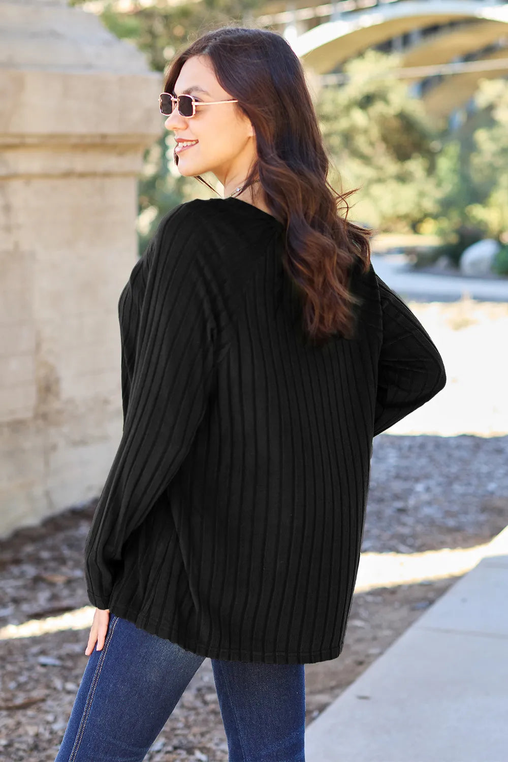 Basic Bae Full Size Ribbed Round Neck Long Sleeve Knit Top - LoveNest Treasures
