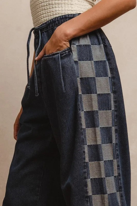 BiBi Washed Denim Mix And Match Long Pants - LoveNest Treasures