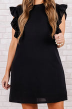 Plus Size Ruffled Round Neck Cap Sleeve Mini Dress - LoveNest Treasures