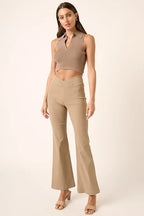 Mittoshop Surplice V Waist Flare Pants - LoveNest Treasures