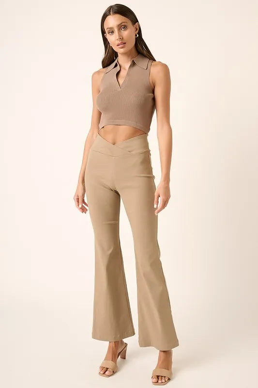 Mittoshop Surplice V Waist Flare Pants - LoveNest Treasures