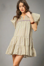Umgee Floral Ruffled Cap Sleeve Tiered Mini Dress - LoveNest Treasures