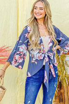 And The Why Front Tie Knot Floral Print Top - LoveNest Treasures