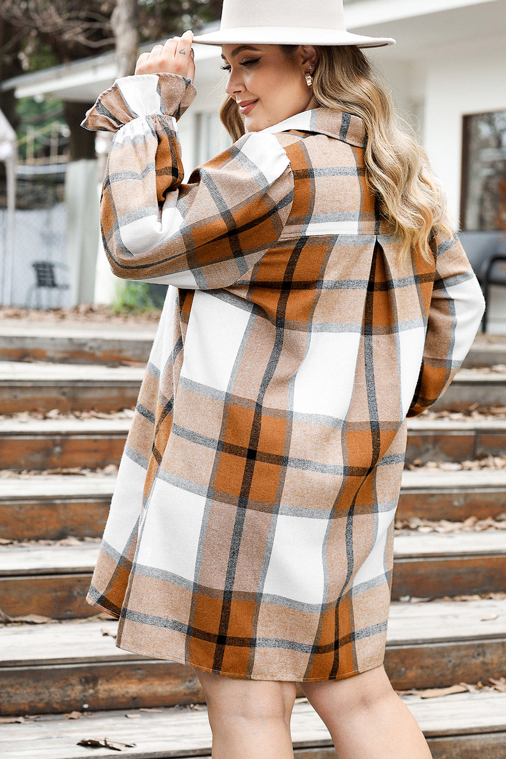 Plus Size Plaid Button Up Shirt Dress - LoveNest Treasures