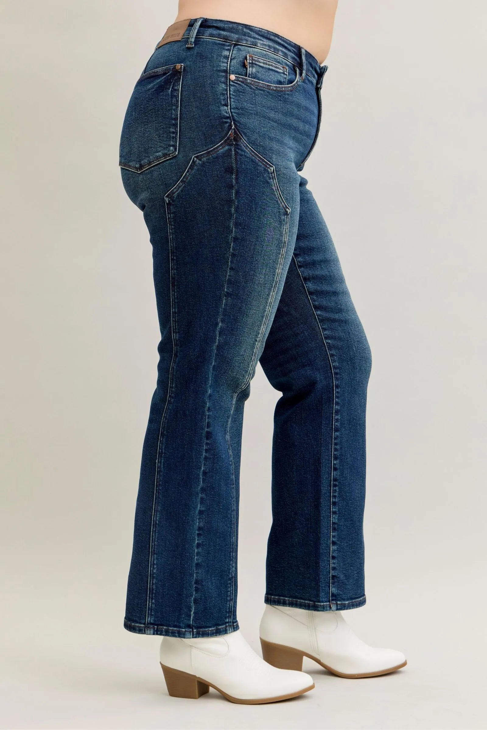 Judy Blue Full Size Seam Detail Straight Leg Jeans Plus Size - LoveNest Treasures
