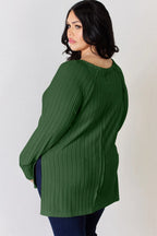 Basic Bae Full Size Ribbed Round Neck Slit T-Shirt - LoveNest Treasures
