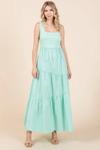 Mittoshop Mix Media Square Neck Maxi Dress - LoveNest Treasures