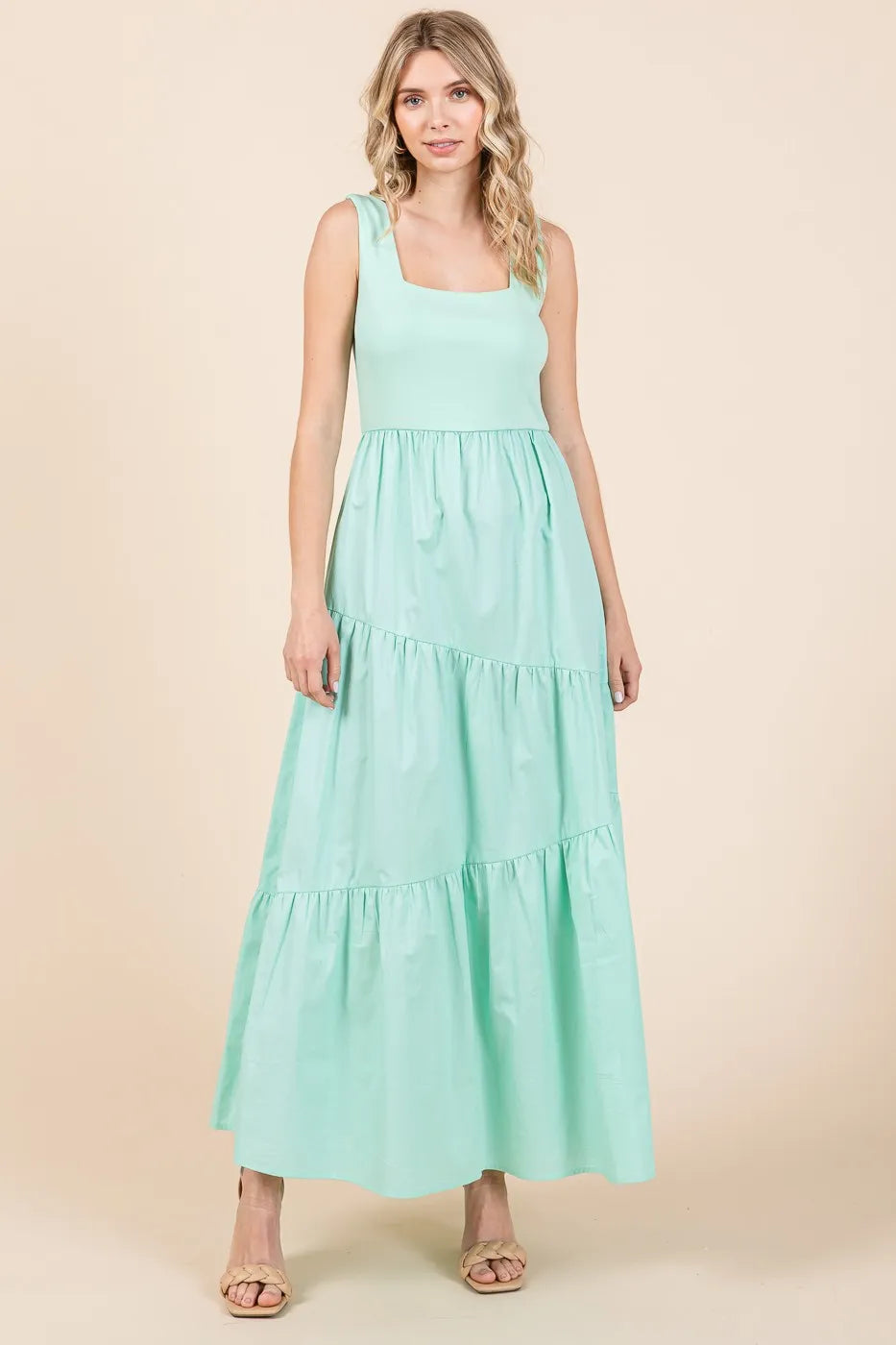 Mittoshop Mix Media Square Neck Maxi Dress - LoveNest Treasures