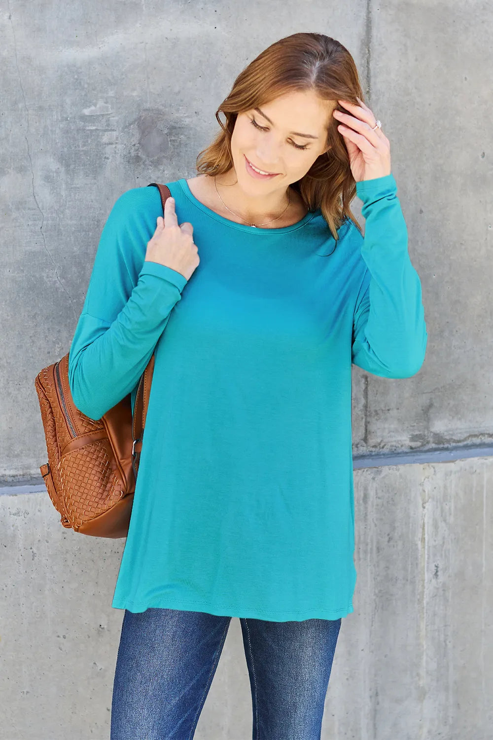 Basic Bae Full Size Round Neck Dropped Shoulder T-Shirt - LoveNest Treasures