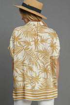 Umgee Full Size Tropical Print Button Down Shirt Plus Size - LoveNest Treasures