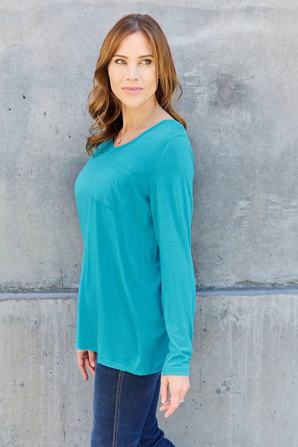 Basic Bae Full Size V-Neck Long Sleeve Top - LoveNest Treasures