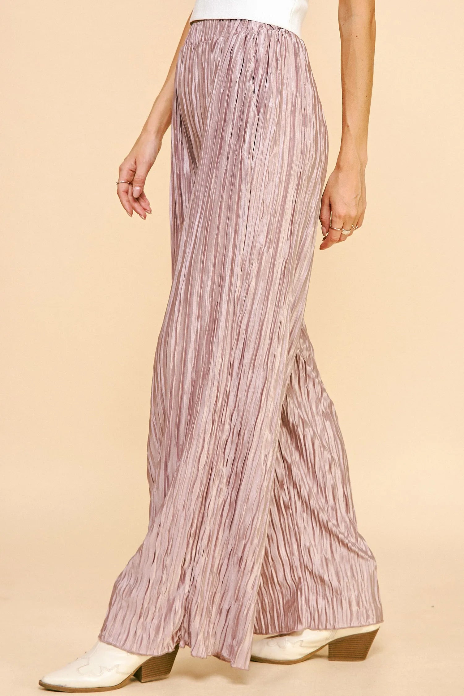 Davi & Dani Geo-pleated Elastic Waistband Pants - LoveNest Treasures