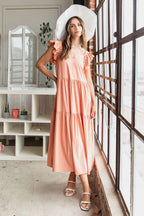 Mittoshop Ruffle Short Sleeve Tiered Maxi Dress - LoveNest Treasures