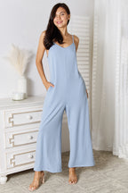 Basic Bae Full Size Spaghetti Strap V-Neck Jumpsuit - LoveNest Treasures