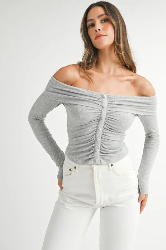 MABLE Off-Shoulder Long Sleeve T-Shirt - LoveNest Treasures