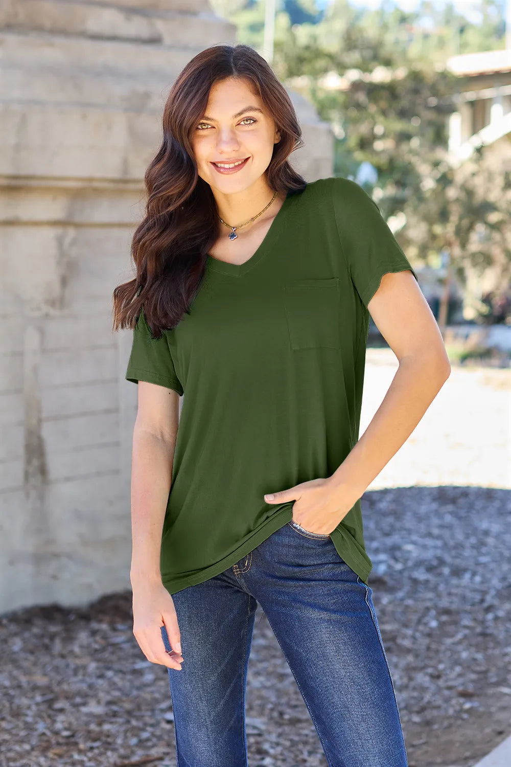 Basic Bae Full Size V-Neck Short Sleeve T-Shirt - LoveNest Treasures