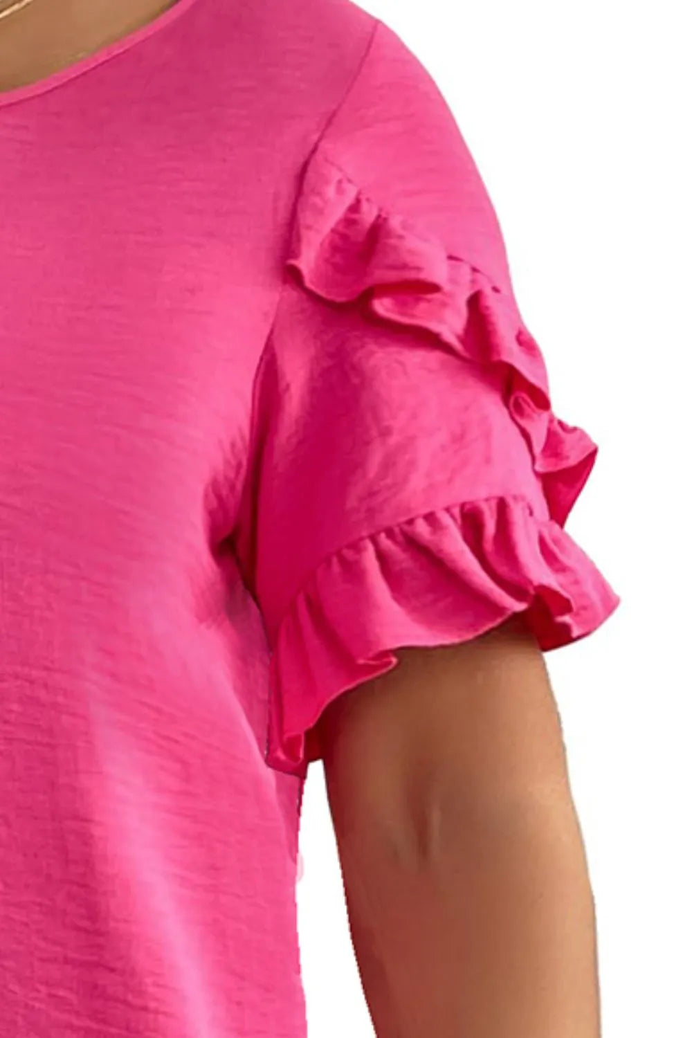 GeeGee Round Neck Petal Sleeve Mini Dress - LoveNest Treasures