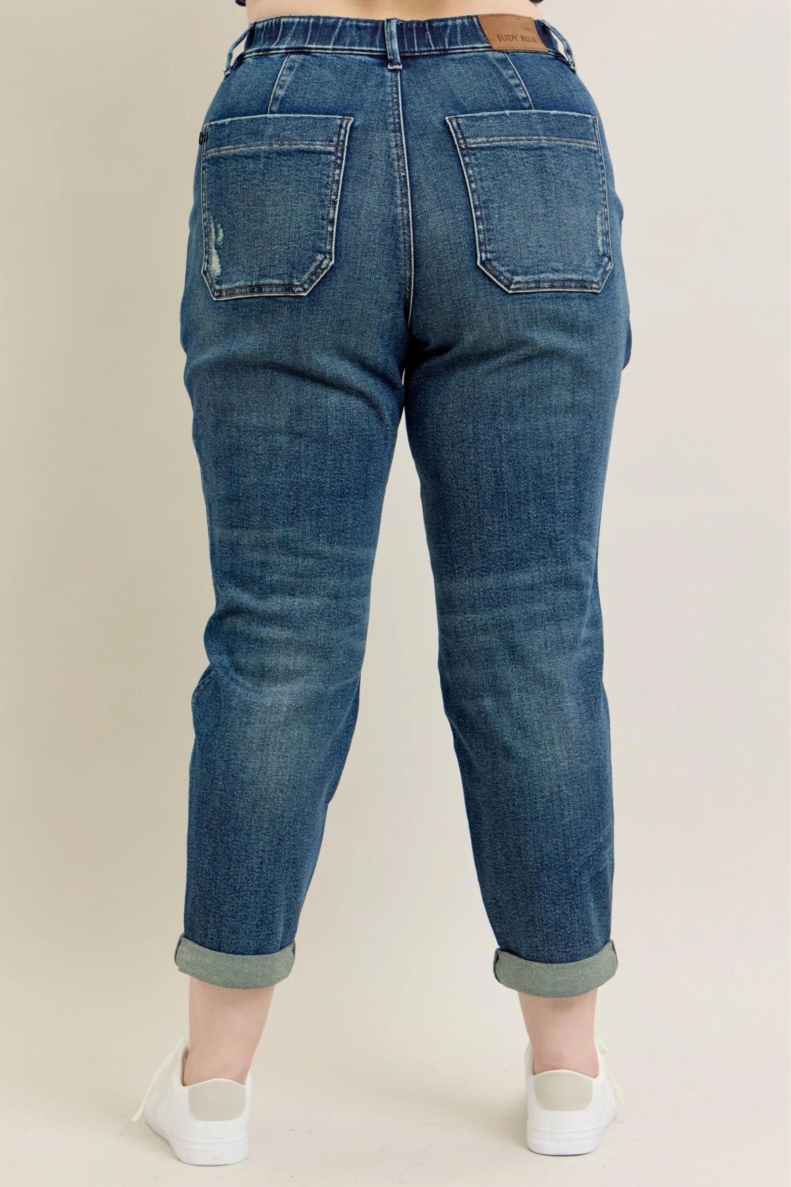 Judy Blue Full Size HW Vintage Wash Jeans w/ Drawstring Plus Size - LoveNest Treasures