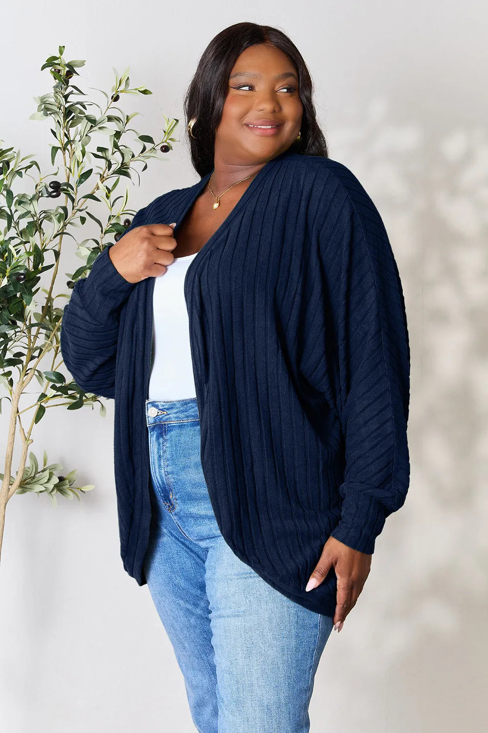 Basic Bae Full Size Ribbed Cocoon Cardigan - LoveNest Treasures