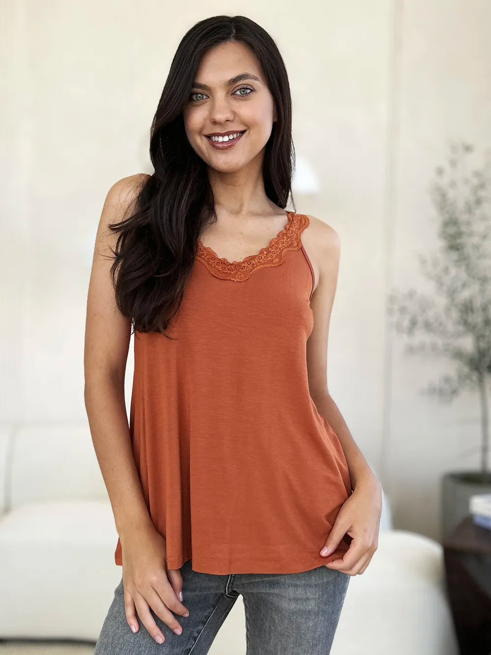 Basic Bae Full Size Lace Detail V-Neck Cutout Cami - LoveNest Treasures