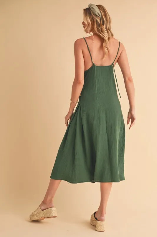 Aemi+Co Side Button Midi Cami Dress - LoveNest Treasures