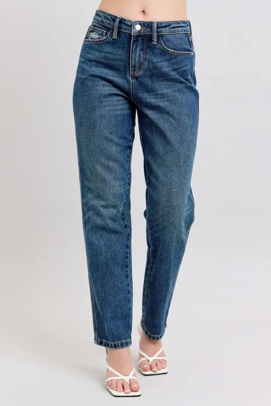 Judy Blue Full Size High Waisted Rigid Magic Non-destroy Straight Leg Jeans Plus Size - LoveNest Treasures