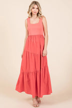Mittoshop Mix Media Square Neck Maxi Dress - LoveNest Treasures