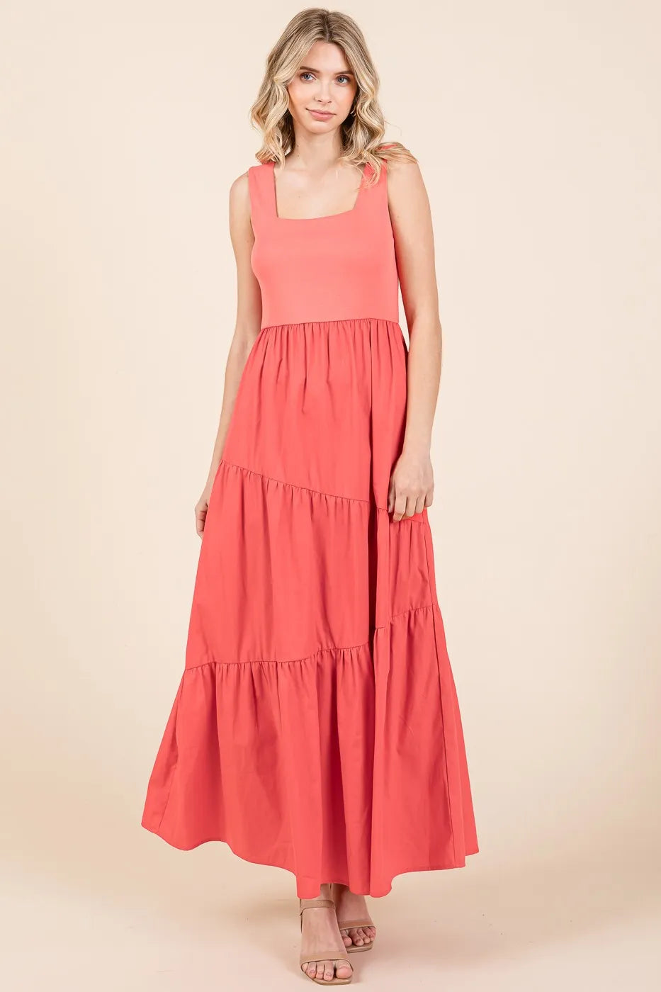 Mittoshop Mix Media Square Neck Maxi Dress - LoveNest Treasures