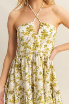 HYFVE Floral Print Halter Neck Tiered Mini Dress - LoveNest Treasures