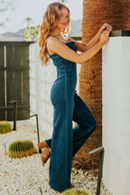 Spaghetti Strap Wide Leg Denim Jumpsuit - LoveNest Treasures