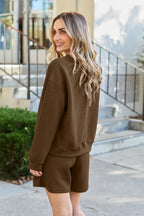 Double Take Full Size Texture Long Sleeve Top and Drawstring Shorts Set - LoveNest Treasures