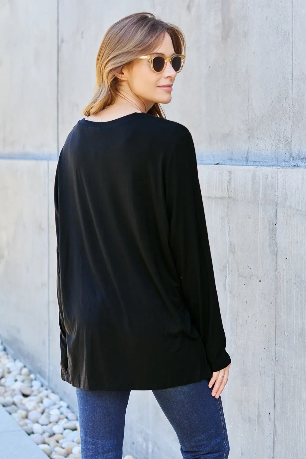 Basic Bae Full Size V-Neck Long Sleeve Top - LoveNest Treasures