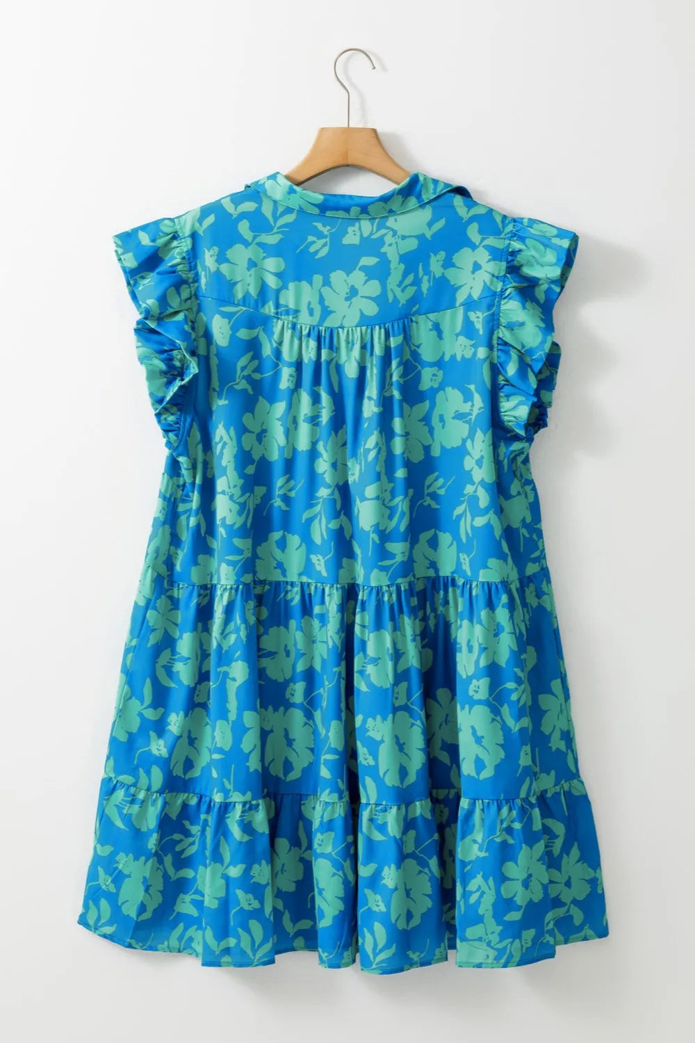 Plus Size Ruffled Printed Cap Sleeve Mini Dress - LoveNest Treasures