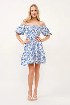 And The Why Off Shoulder Bubble Sleeve Dress - LoveNest Treasures