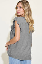 Basic Bae Full Size Bamboo Notched Ruffled Short Sleeve T-Shirt - LoveNest Treasures