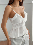 Ruffled V-Neck Cami Top - LoveNest Treasures