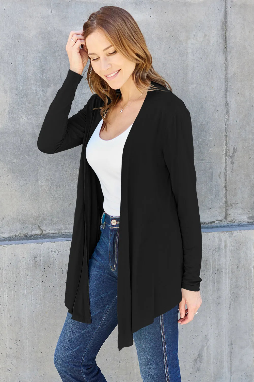 Basic Bae Full Size Open Front Long Sleeve Cardigan - LoveNest Treasures