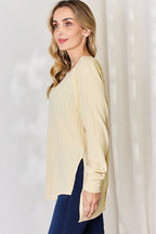 Basic Bae Full Size Ribbed Round Neck Slit T-Shirt - LoveNest Treasures