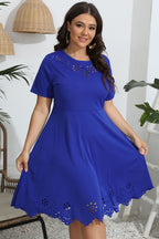 Plus Size Round Neck Openwork Dress - LoveNest Treasures
