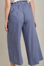 Umgee Full Size Linen Wide Fit Pants with Drawstring Plus Size - LoveNest Treasures