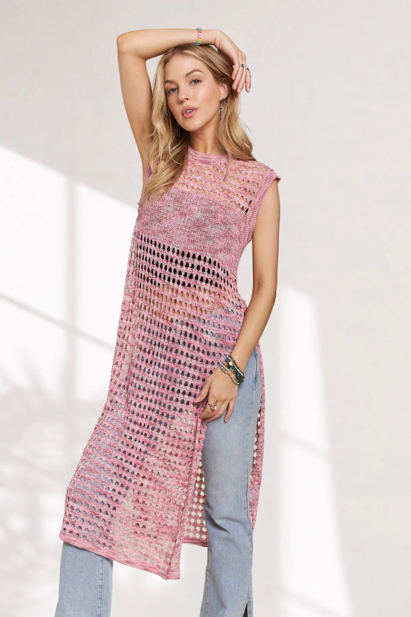 ADORA Multi Color Crochet Tunic Top - LoveNest Treasures