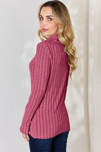 Basic Bae Full Size Ribbed Mock Neck Long Sleeve T-Shirt - LoveNest Treasures